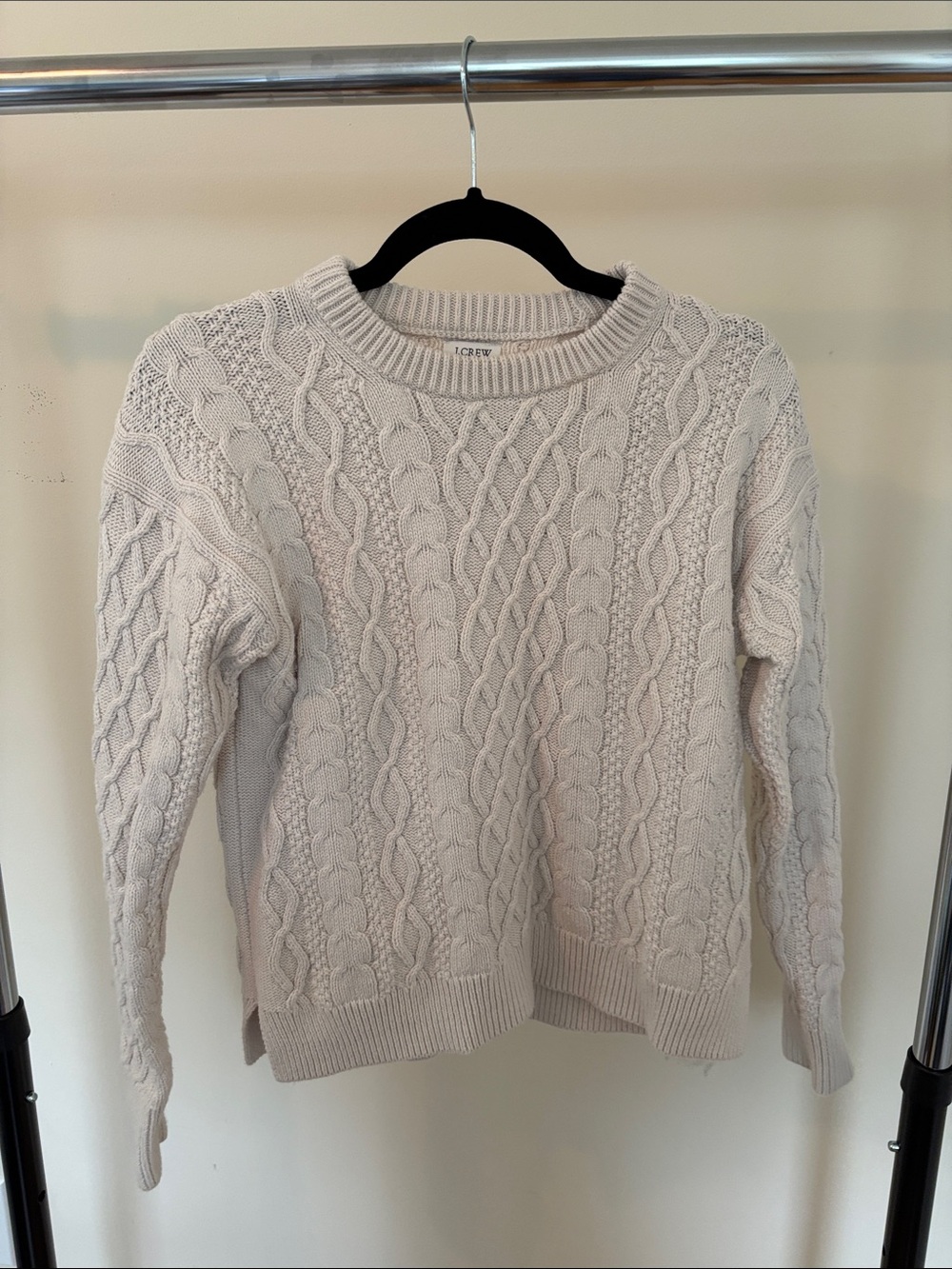 J. Crew Cream Cable-Knit Crewneck Sweater